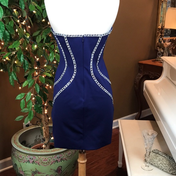 FENGYE LOMAN BLUE JEWELED STRAPLESS PARTY DRESS 8 - Picture 6 of 8